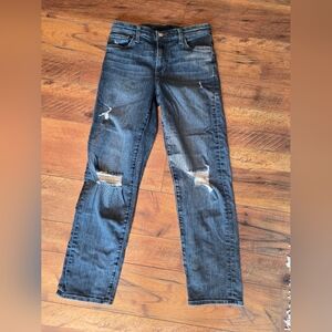 Joes Jeans The Niki Mid Rise Boyfriend Jeans Distressed Blue Benezette Sz 26